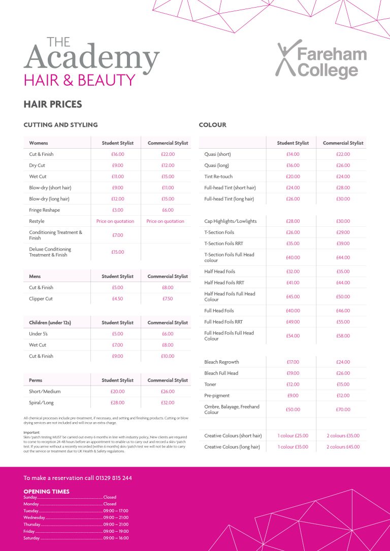 The Academy Hair & Beauty Hairdressing & Beauty at Fareham College